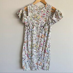 H&M Cold Shoulder Floral Mini Dress Sz 2